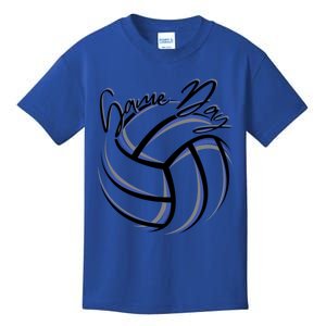 Blue And Black Volleyball Season Game Day Volleyball Graphic Gift Kids T-Shirt