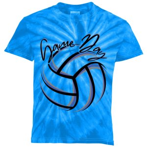 Blue And Black Volleyball Season Game Day Volleyball Graphic Gift Kids Tie-Dye T-Shirt