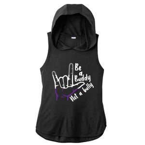 Be A Buddy Not A Bully Lgbtq Asexual Pride Flag Ladies PosiCharge Tri-Blend Wicking Draft Hoodie Tank