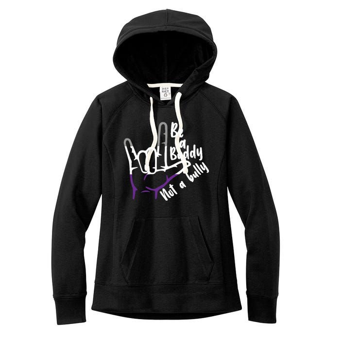 Be A Buddy Not A Bully Lgbtq Asexual Pride Flag Women's Fleece Hoodie