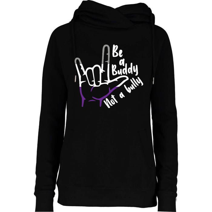 Be A Buddy Not A Bully Lgbtq Asexual Pride Flag Womens Funnel Neck Pullover Hood