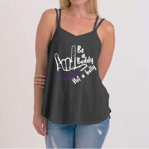 Be A Buddy Not A Bully Lgbtq Asexual Pride Flag Women's Strappy Tank