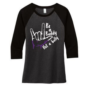 Be A Buddy Not A Bully Lgbtq Asexual Pride Flag Women's Tri-Blend 3/4-Sleeve Raglan Shirt