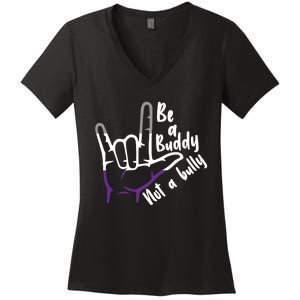 Be A Buddy Not A Bully Lgbtq Asexual Pride Flag Women's V-Neck T-Shirt