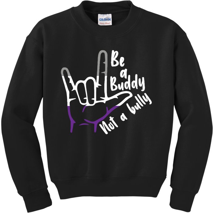 Be A Buddy Not A Bully Lgbtq Asexual Pride Flag Kids Sweatshirt