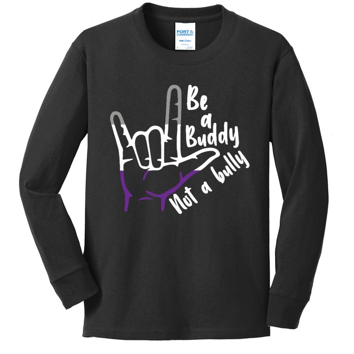 Be A Buddy Not A Bully Lgbtq Asexual Pride Flag Kids Long Sleeve Shirt