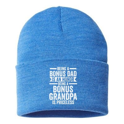 Being A Bonus Dad Is An Honor Stepfather Funny Gift Sustainable Knit Beanie