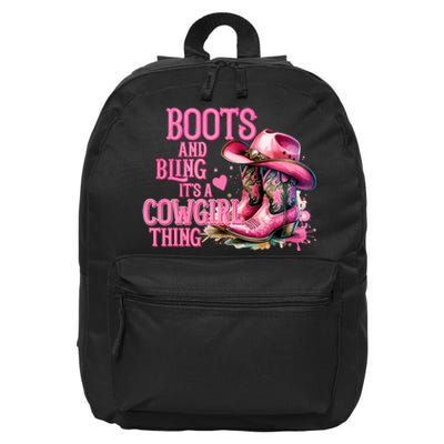 Boots And Bling ItS A Cowgirl Thing Rodeo Country Cowgirl 16 in Basic Backpack