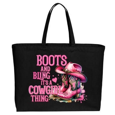 Boots And Bling ItS A Cowgirl Thing Rodeo Country Cowgirl Cotton Canvas Jumbo Tote