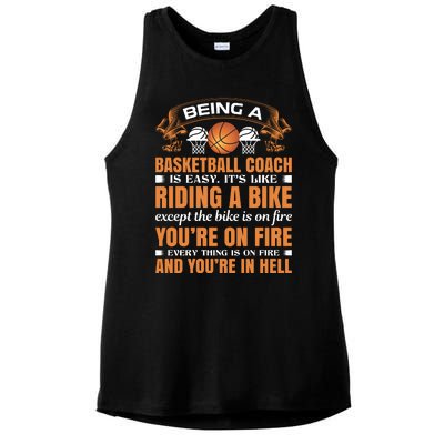 Being A Basketball Coach Is Easy Ladies PosiCharge Tri-Blend Wicking Tank