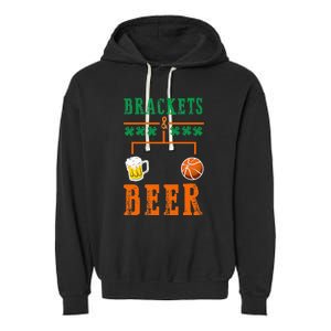 Brackets And Beer March Basketball College Garment-Dyed Fleece Hoodie