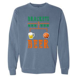 Brackets And Beer March Basketball College Garment-Dyed Sweatshirt