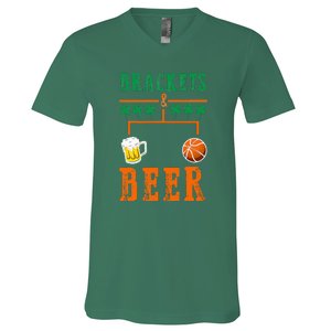 Brackets And Beer March Basketball College V-Neck T-Shirt