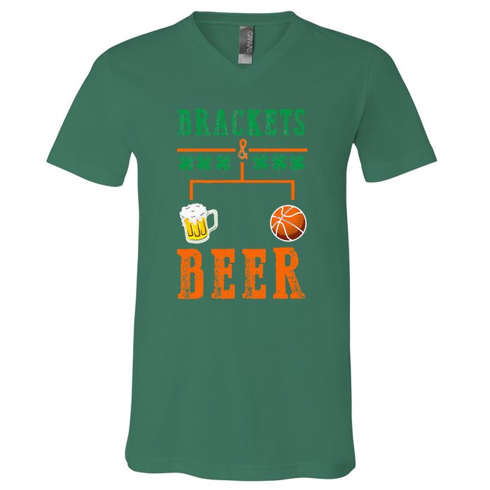 Brackets And Beer March Basketball College V-Neck T-Shirt