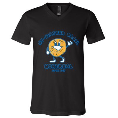Bagels Are Booming Stviateur Bagel Montreal Depuis 1957 Gifts V-Neck T-Shirt