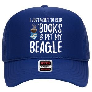 Beagle Avid Book Reader Funny Dog Mom Gift High Crown Mesh Back Trucker Hat