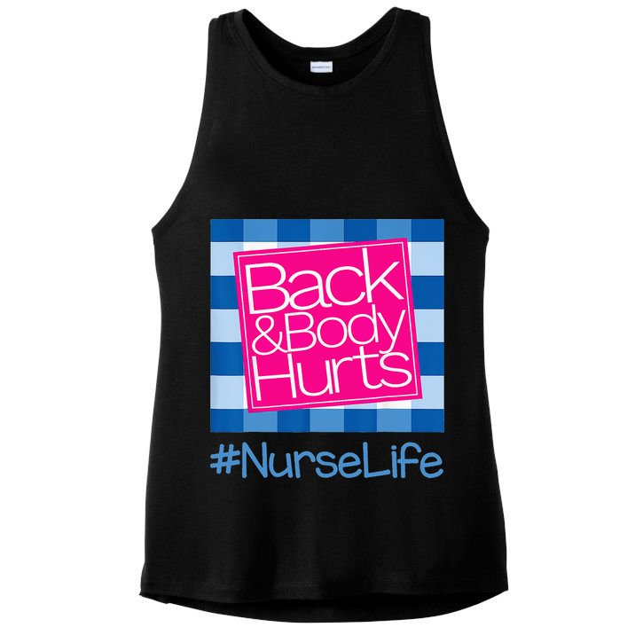 Back and Body Hurts Funny Quote nurse Gym Workout Ladies PosiCharge Tri-Blend Wicking Tank