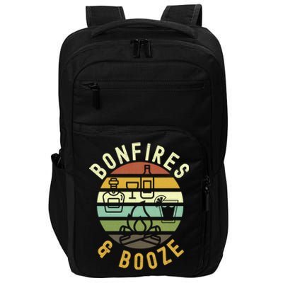 Bonfires And Booze Retro Trendy Casual Graphic Fall Gift Impact Tech Backpack