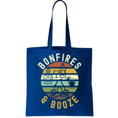 Bonfires And Booze Retro Trendy Casual Graphic Fall Gift Tote Bag