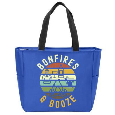 Bonfires And Booze Retro Trendy Casual Graphic Fall Gift Zip Tote Bag