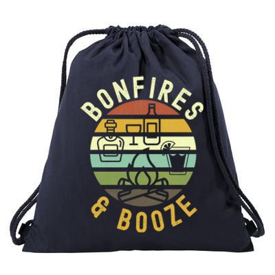 Bonfires And Booze Retro Trendy Casual Graphic Fall Gift Drawstring Bag