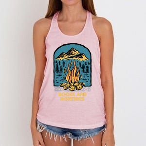 Booze And Bonfires Camping Beer Lover Camper Er Hiking Gift Women's Knotted Racerback Tank