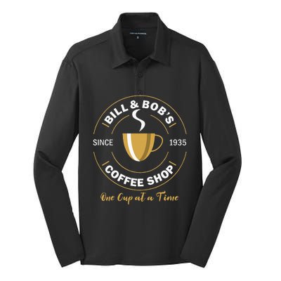 Bill And Bobs Coffee Shop AA Recovery Gift Silk Touch Performance Long Sleeve Polo