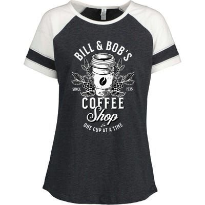 Bill And Bobs Coffee Shop AA Recovery Enza Ladies Jersey Colorblock Tee