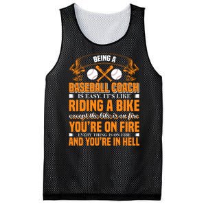 Being A Baseball Coach Is Easy It's Like Riding A Bike Mesh Reversible Basketball Jersey Tank