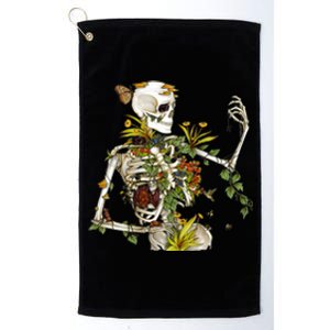 Bones And Botany Funny Skeleton Plants Botanical Gift Platinum Collection Golf Towel