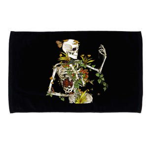 Bones And Botany Funny Skeleton Plants Botanical Gift Microfiber Hand Towel