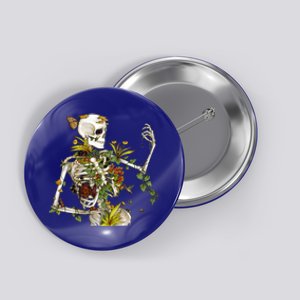 Bones And Botany Funny Skeleton Plants Botanical Gift Button