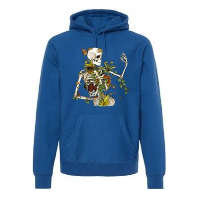 Bones And Botany Funny Skeleton Plants Botanical Gift Premium Hoodie