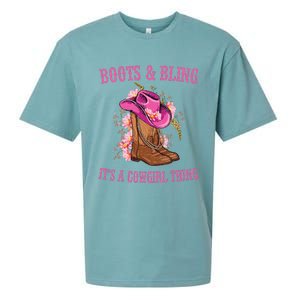 Boots And Bling Its A Cowgirl Thing Cute Love Country Life Sueded Cloud Jersey T-Shirt