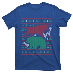 Bull And Bear Christmas Stock Market Investor Ugly Gift T-Shirt