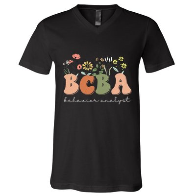 Behavior Analyst BCBA Behavior Therapist ABA Therapist RBT V-Neck T-Shirt