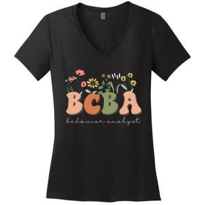 Behavior Analyst BCBA Behavior Therapist ABA Therapist RBT Women's V-Neck T-Shirt