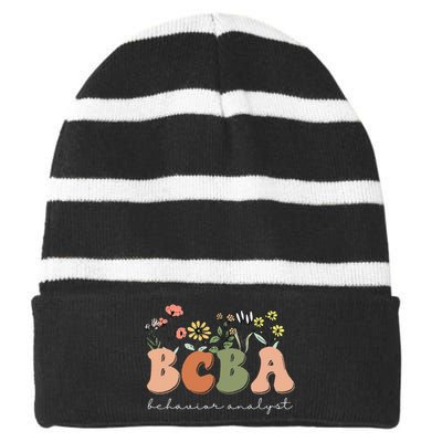 Behavior Analyst BCBA Behavior Therapist ABA Therapist RBT Striped Beanie with Solid Band