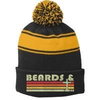 Beards And Bibles Christian Dad  Stripe Pom Pom Beanie