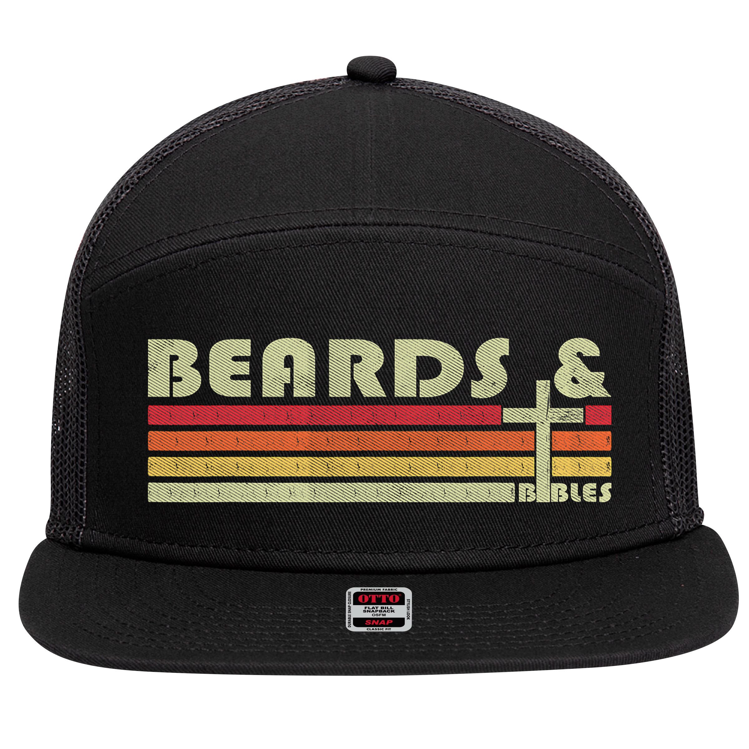 Beards And Bibles Christian Dad  7 Panel Mesh Trucker Snapback Hat