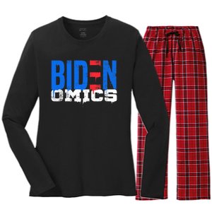 Bidenomics Anti Biden Admin President Joe BidenS Economics Women's Long Sleeve Flannel Pajama Set 