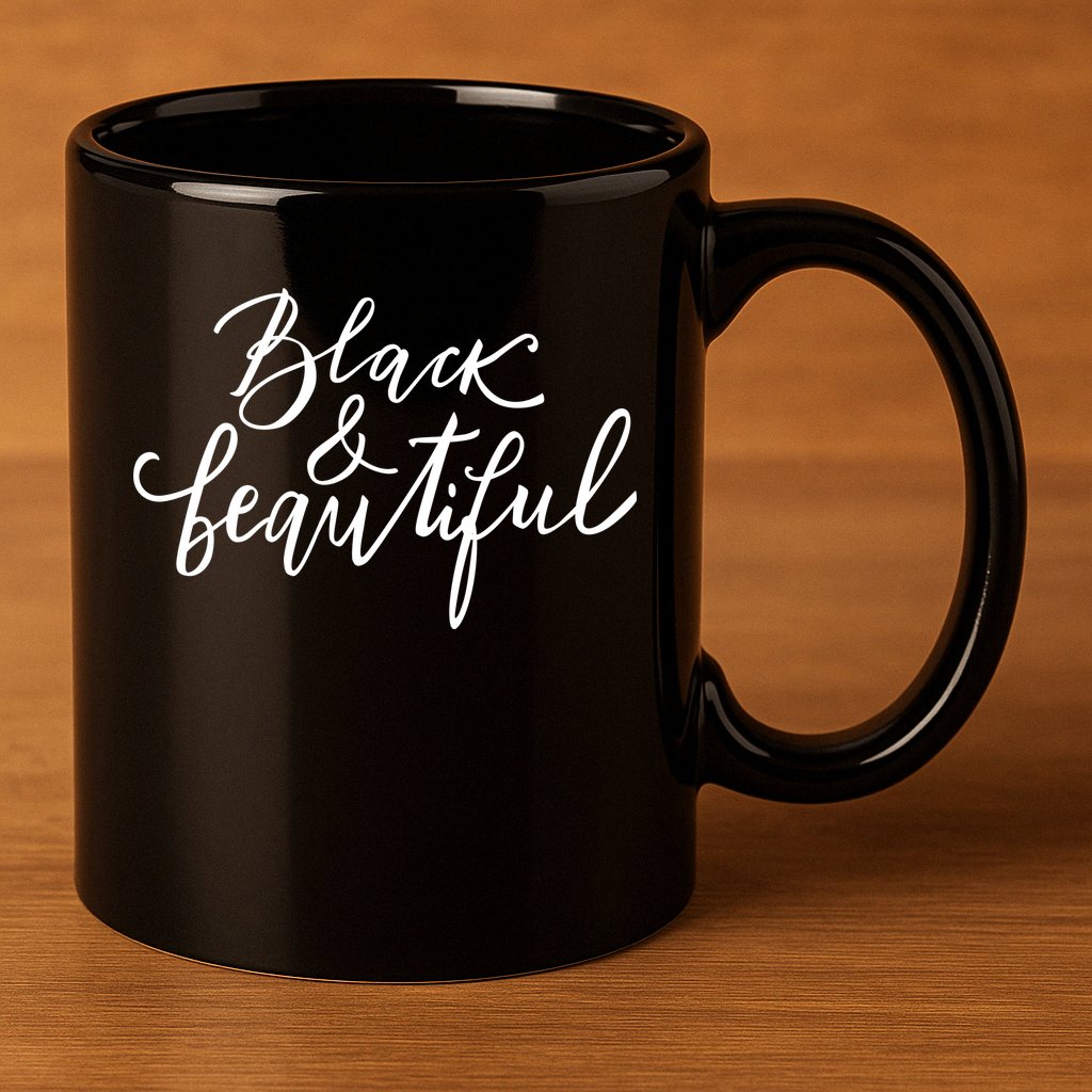 Black And Beautiful Gift 11oz C Handle Ceramic Mug