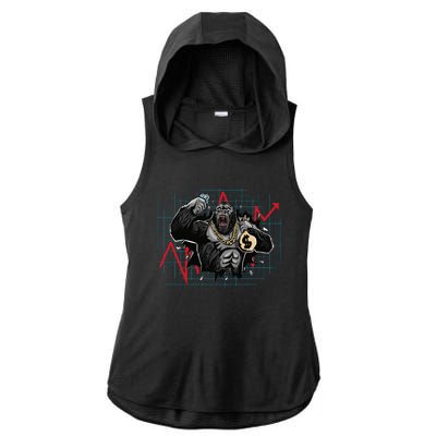 Bitcoin Ape Ladies PosiCharge Tri-Blend Wicking Draft Hoodie Tank