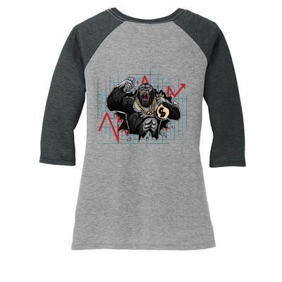 Bitcoin Ape Women's Tri-Blend 3/4-Sleeve Raglan Shirt