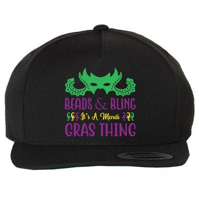 Beads And Bling It's A Mardi Gras Thing Wool Snapback Cap