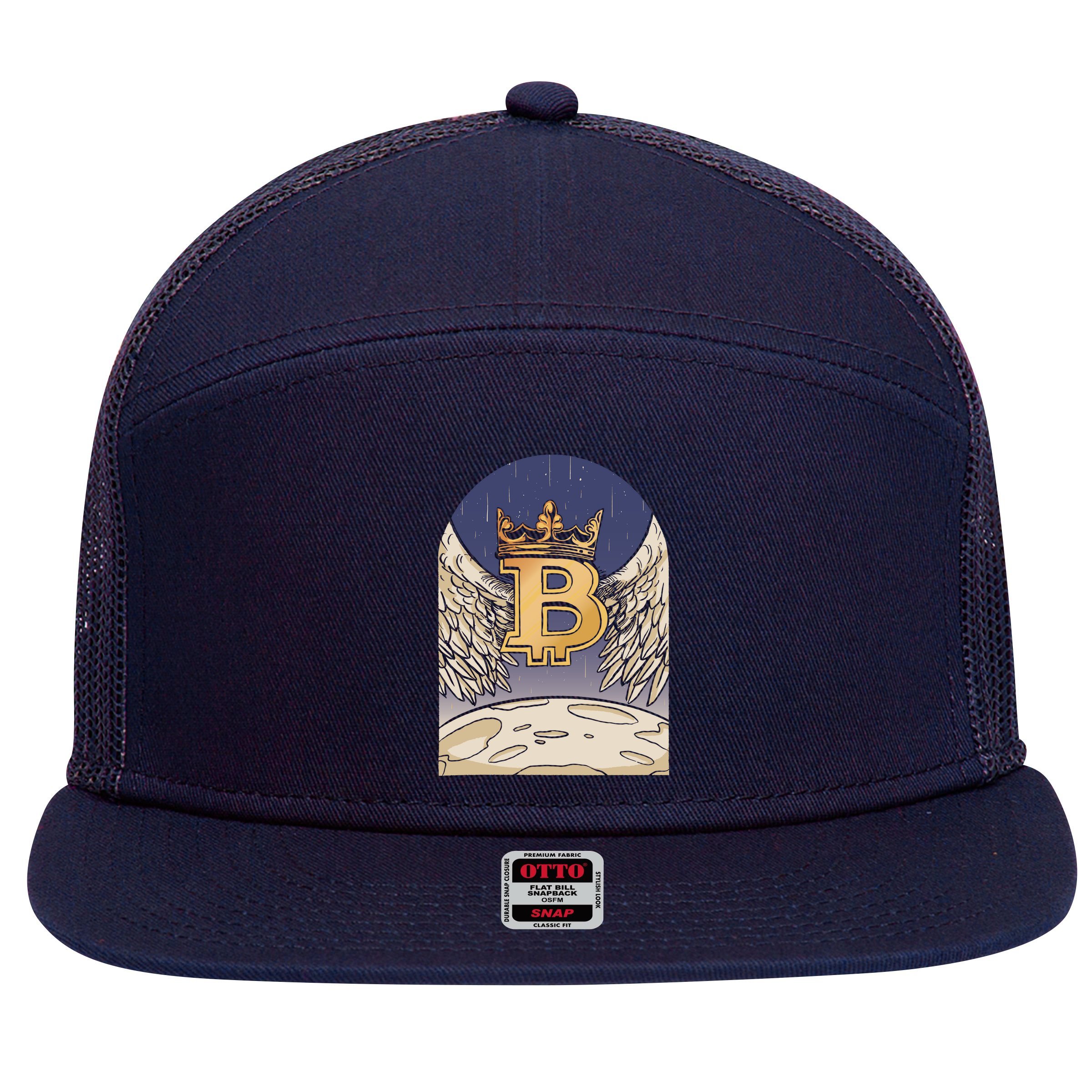 Bitcoin Angel 7 Panel Mesh Trucker Snapback Hat