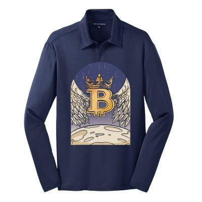 Bitcoin Angel Silk Touch Performance Long Sleeve Polo