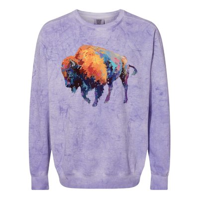 Buffalo American Bison Western Gift Colorblast Crewneck Sweatshirt