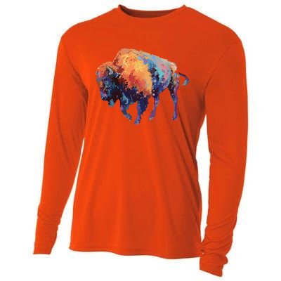 Buffalo American Bison Western Gift Cooling Performance Long Sleeve Crew