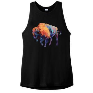 Buffalo American Bison Western Gift Ladies PosiCharge Tri-Blend Wicking Tank